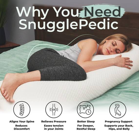 Snuggle-Pedic Extrem luxuriöses, geschreddertes Memory-Foam-Körperkissen in voller Größe mit atmungsaktivem, Kool-Flow-Kissenbezug - passend für 20 x 54 Zoll Körperkissenbezüge und -bezüge