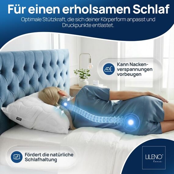 LILENO HOME Allergiker Kopfkissen 80x80 (2er Set) – 95°C waschbar, Oeko-Tex & Made in DE – Kissen 80x80 anpassbar für himmlischen Schlaf – Haut schmeichelndes & geruchsfreies Pillow