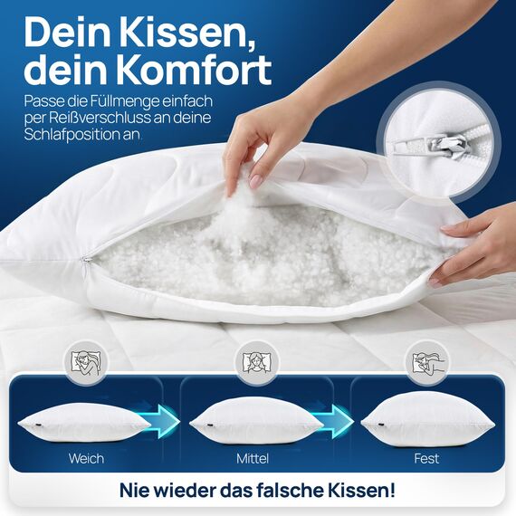LILENO HOME Allergiker Kopfkissen 80x80 (2er Set) – 95°C waschbar, Oeko-Tex & Made in DE – Kissen 80x80 anpassbar für himmlischen Schlaf – Haut schmeichelndes & geruchsfreies Pillow