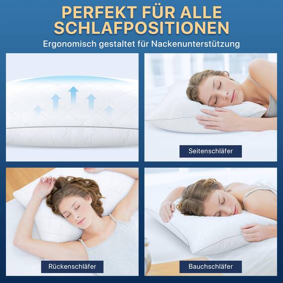 COZSINOOR Kopfkissen 80x80 cm 2er Set, Bestes Ergonomisches Kissen gegen Nackenschmerzen, 100% Mikrofaser Kissenfüllung Waschbar Ökotex, Premium Schlafkissen Bettkissen für gesunden erholsamen Schlaf