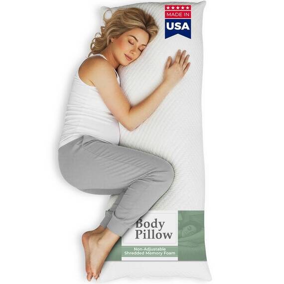 Snuggle-Pedic Extrem luxuriöses, geschreddertes Memory-Foam-Körperkissen in voller Größe mit atmungsaktivem, Kool-Flow-Kissenbezug - passend für 20 x 54 Zoll Körperkissenbezüge und -bezüge