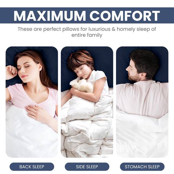 Utopia Bedding KopfKissen (2er Set), 65 x 65 cm Schlafkissen, Atmungsaktiv et Weich Kissen (Marineblau)