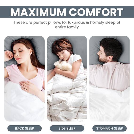 Utopia Bedding KopfKissen (2er Set), 50 x 70 cm Schlafkissen, Atmungsaktiv et Weich Kissen (Grau)