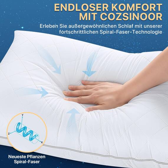 COZSINOOR Kopfkissen 80x80 cm 2er Set, Bestes Ergonomisches Kissen gegen Nackenschmerzen, 100% Mikrofaser Kissenfüllung Waschbar Ökotex, Premium Schlafkissen Bettkissen für gesunden erholsamen Schlaf