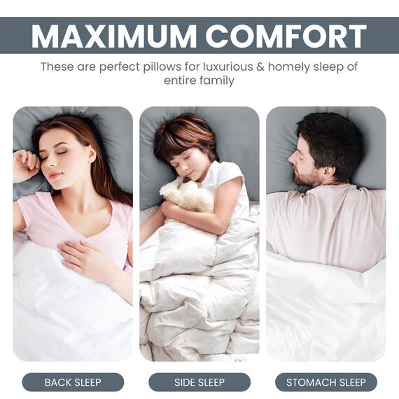 Utopia Bedding KopfKissen (2er Set), 65 x 65 cm Schlafkissen, Atmungsaktiv et Weich Kissen (Grau)