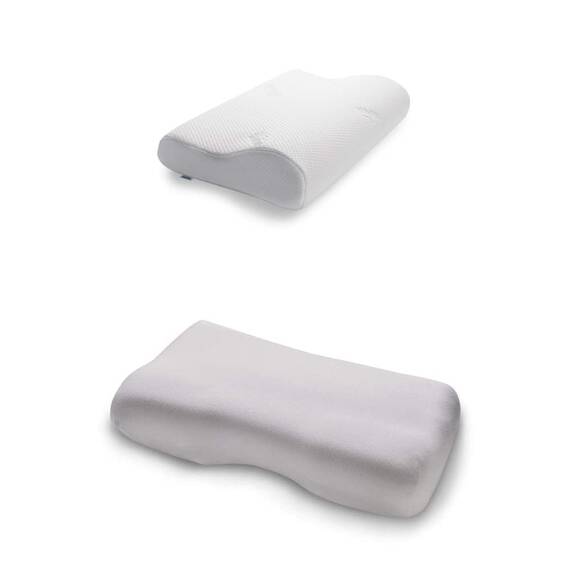 TEMPUR Kissen Set mit Füllung und Bezug, Original Kopfkissen Größe S mit Jersey-Kissenbezug (Platin)