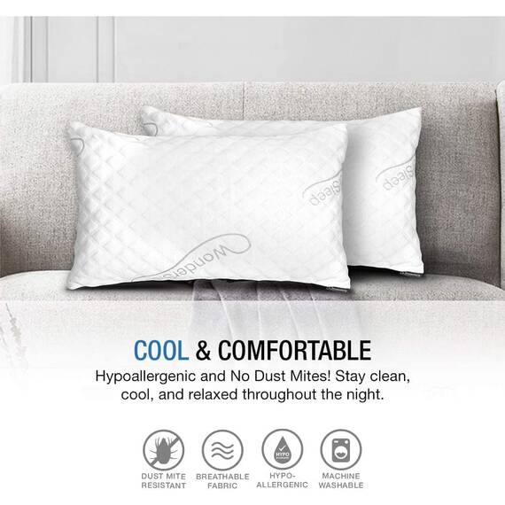 Dream Rite Geschreddertes hypoallergenes Gedächtnisschaumkissen, verstellbares Startseite Kissen, Heimkissen Hotelkollektion, abnehmbar kühlender Viskosebezug aus Bambus (Königingröße, 1 Packung)
