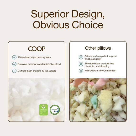 Geschreddertes Memory-Foam-Kissen mit Bambusbezug von Coop Home Goods