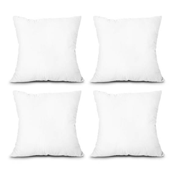 EDOW Kisseneinlagen, 4 Stück, leichte Daunen-Alternative Polyester-Kissen, Couch-Kissen, Kissenfüllung, maschinenwaschbar, Weiß, 45,7 x 45,7 cm