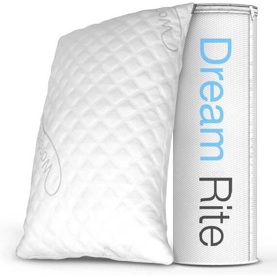 Dream Rite Geschreddertes hypoallergenes Gedächtnisschaumkissen, verstellbares Startseite Kissen, Heimkissen Hotelkollektion, abnehmbar kühlender Viskosebezug aus Bambus (Königingröße, 1 Packung)
