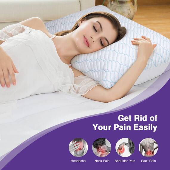 WISHSMILE ZASTION kühlendes geschreddertes Memory-Foam-Kissen zum Schlafen, kühlen, kalten Kissen, Queen-Size-Größe, 2 Stück, mit Reißverschluss, verstellbare Festigkeit für Heiß-, Seiten-, Rücken-
