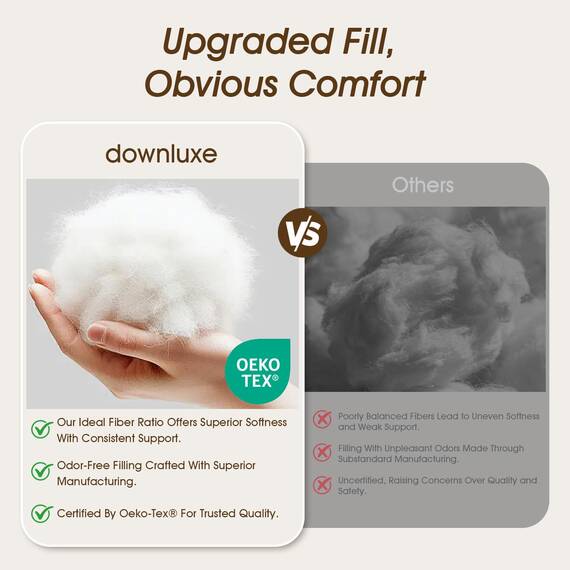 downluxe Daunen-Alternative King Size Kissen (2er Pack) – 100% atmungsaktiver Baumwollbezug, Premium-Hotel-Kollektion, weiche Bettkissen zum Schlafen, 50,8 x 91,4 cm