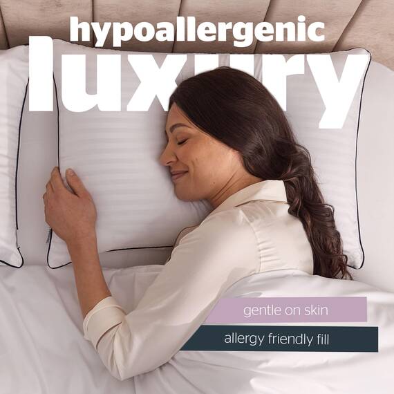 Silentnight Hotel Collection Luxus-Kissen, 2er-Pack, Hotelqualität mit eleganter Paspelierung und weichen Bezügen für Rücken-, Vorder- und Seitenschläfer, hypoallergen und maschinenwaschbar, Weiß