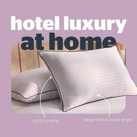 Silentnight Hotel Collection Luxus-Kissen, 2er-Pack, Hotelqualität mit eleganter Paspelierung und weichen Bezügen für Rücken-, Vorder- und Seitenschläfer, hypoallergen und maschinenwaschbar, Weiß