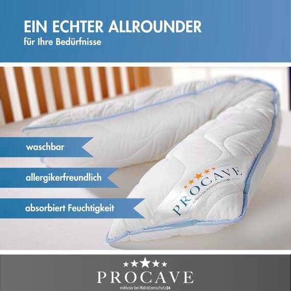 PROCAVE Seitenschläferkissen Top Cool - Kissen lang - atmungsaktives Schlafkissen - Kissen für Seitenschläfer - Body Pillow waschbar - Komfortkissen gegen Rückenschmerzen - Made in Germany - 40x200cm