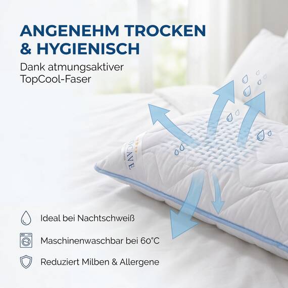 PROCAVE Seitenschläferkissen Top Cool - Kissen lang - atmungsaktives Schlafkissen - Kissen für Seitenschläfer - Body Pillow waschbar - Komfortkissen gegen Rückenschmerzen - Made in Germany - 40x145cm