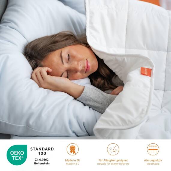 sleepling Kopfkissen 80x80 cm, Allergiker Kissen, waschbar, Made in EU, Ökotex, großes Schlafkissen 80 x 80, Bettkissen, Pillow, Komfort 100