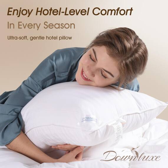 downluxe Daunen-Alternative King Size Kissen (2er Pack) – 100% atmungsaktiver Baumwollbezug, Premium-Hotel-Kollektion, weiche Bettkissen zum Schlafen, 50,8 x 91,4 cm
