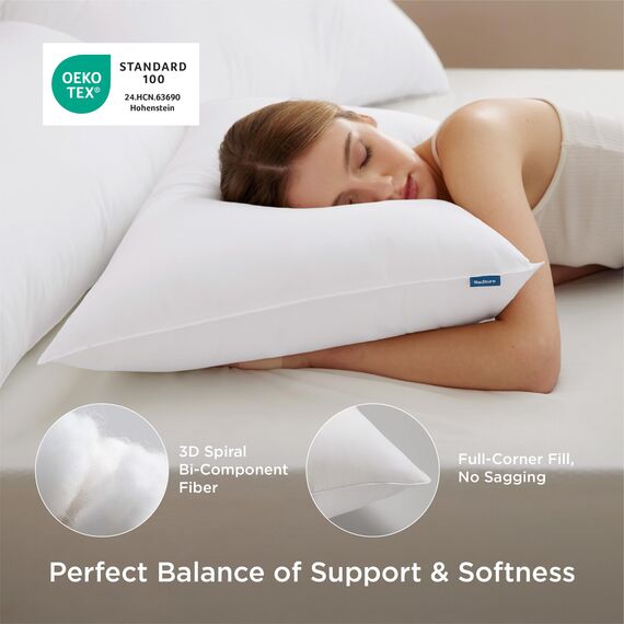 BEDSURE Standard-Kissen zum Schlafen, Bettkissen, Hotelqualität, weiche Daunen, Alternative Kissen, 2 Stück, hypoallergenes Kissen für Seiten- und Rückenschläfer (Standard, 50,8 x 66 cm, 2 Stück)