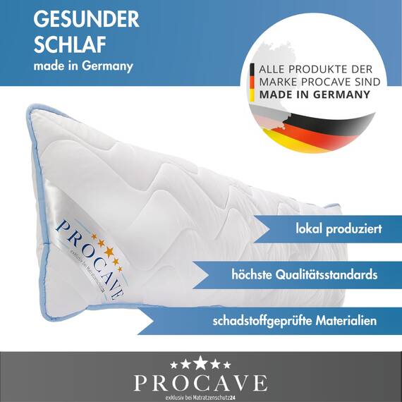 PROCAVE Seitenschläferkissen Top Cool - Kissen lang - atmungsaktives Schlafkissen - Kissen für Seitenschläfer - Body Pillow waschbar - Komfortkissen gegen Rückenschmerzen - Made in Germany - 40x200cm