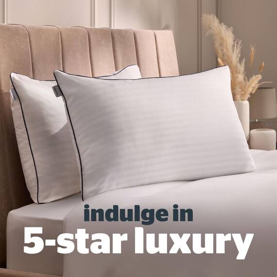 Silentnight Hotel Collection Luxus-Kissen, 2er-Pack, Hotelqualität mit eleganter Paspelierung und weichen Bezügen für Rücken-, Vorder- und Seitenschläfer, hypoallergen und maschinenwaschbar, Weiß