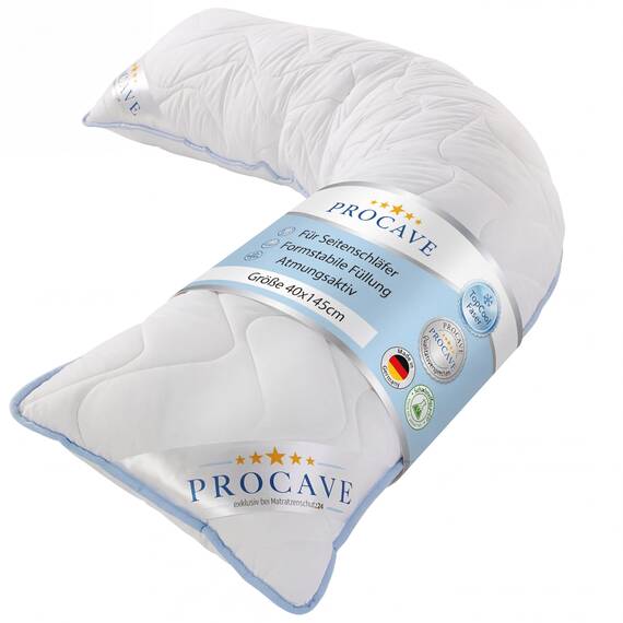 PROCAVE Seitenschläferkissen Top Cool - Kissen lang - atmungsaktives Schlafkissen - Kissen für Seitenschläfer - Body Pillow waschbar - Komfortkissen gegen Rückenschmerzen - Made in Germany - 40x145cm
