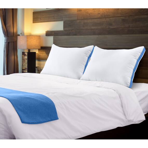 Utopia Bedding Gestepptes Kissen (2er-Pack) Premium Qualität Bettkissen – Seitenschläfer – Blau Zwickel – Queen – 45,7 x 66 cm