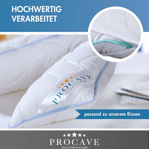 PROCAVE Feinflanell - Schutzbezug für Seitenschläfer-Kissen in der Größe 40 x 200 cm aus 100% Baumwolle - Made in Germany