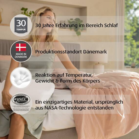 TEMPUR Original Schlafkissen Memory Foam, ergonomisches Nackenstützkissen für Seiten- und Rückenschläfer, Liegefühl fest, S (50 x 31 x 8/5 cm), Weiß