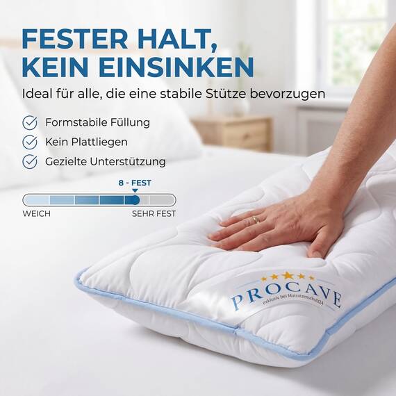 PROCAVE Seitenschläferkissen Top Cool - Kissen lang - atmungsaktives Schlafkissen - Kissen für Seitenschläfer - Body Pillow waschbar - Komfortkissen gegen Rückenschmerzen - Made in Germany - 40x145cm