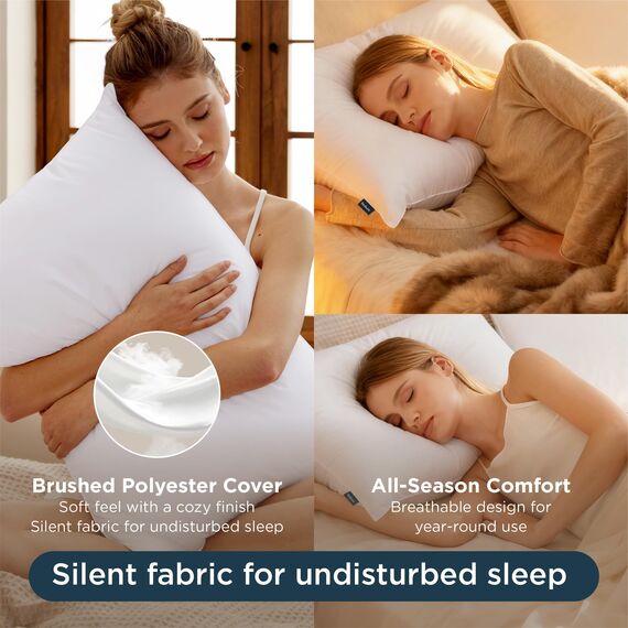 BEDSURE Standard-Kissen zum Schlafen, Bettkissen, Hotelqualität, weiche Daunen, Alternative Kissen, 2 Stück, hypoallergenes Kissen für Seiten- und Rückenschläfer (Standard, 50,8 x 66 cm, 2 Stück)