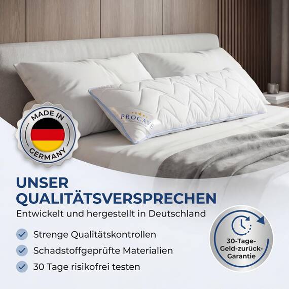 PROCAVE Seitenschläferkissen Top Cool - Kissen lang - atmungsaktives Schlafkissen - Kissen für Seitenschläfer - Body Pillow waschbar - Komfortkissen gegen Rückenschmerzen - Made in Germany - 40x145cm