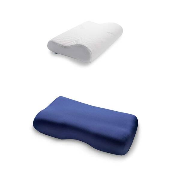 TEMPUR Kissen Set mit Füllung und Bezug, Original Kopfkissen Größe S mit Jersey-Kissenbezug (blau)