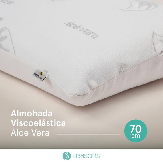 SEASONS – Viskoelastisches Kissen 70 cm, milben- und bakterienhemmend, Stoff mit Silberfaden und Aloe Vera, doppelter Bezug, Ozonreinigungsbehandlung