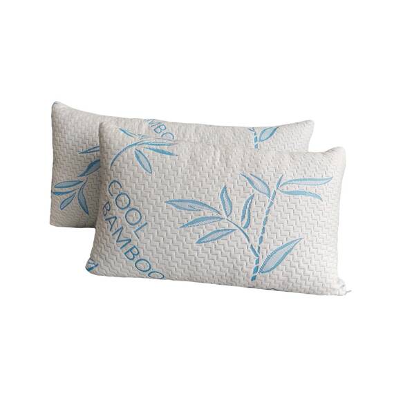 ComfySleep Kingsize-Viskosekissen aus Bambus, kühlend, geschredderter Memory-Schaum, verstellbare Viskose aus Bambus, Abnehmbarer/waschbarer Bezug, 2 Stück