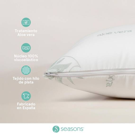 SEASONS – Viskoelastisches Kissen 70 cm, milben- und bakterienhemmend, Stoff mit Silberfaden und Aloe Vera, doppelter Bezug, Ozonreinigungsbehandlung