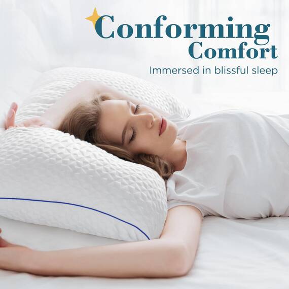 viewstar Nackenkissen aus Memory Foam, Nackenstützkissen weich, orthopädisches Kissen für nackenschmerzen, Schlafkissen Ergonomisches gelschaum Kopfkissen (50 x 76 cm)
