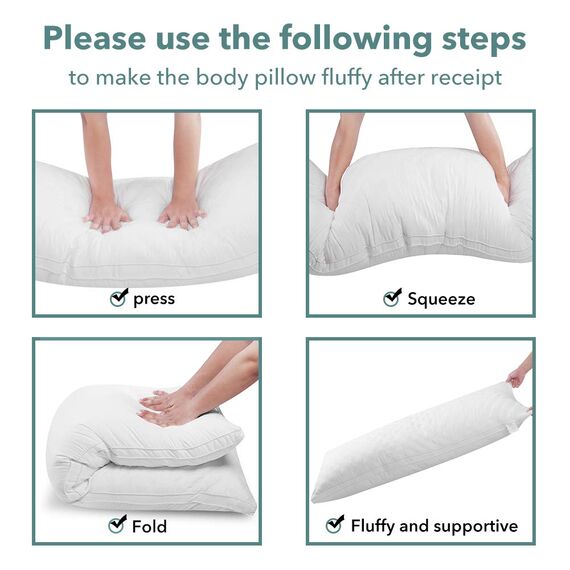 Oubonun Premium Seitenschläferkissen 53 x 137 cm – Langes Körperkissen mit anpassbarer Füllung – Gestepptes Body Pillow mit formstabiler Polyesterfüllung – Schlafkissen für Seitenschläfer