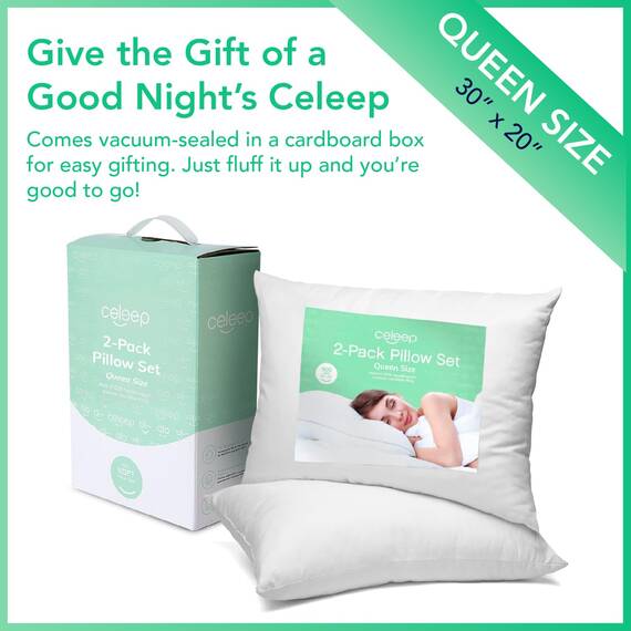 Equinox International Herren Equinox 2er Pack Bett Kissen - 50,8 x 66 cm - 900 GSM Ultra weicher Sand gewaschen Baumwolle, mikrofaser-füllung 2-Pack Kissen Soft Pillows weiß Weiß