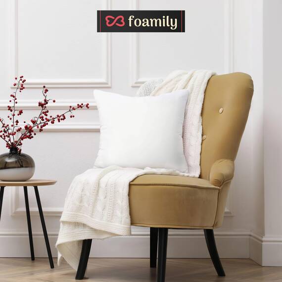 Foamily Premium Hypoallergenes Füllkissen, quadratisch, Polyester, 45,7 x 45,7 cm, Weiß