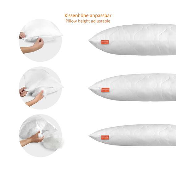 sleepling Kopfkissen 50x75 cm, Allergiker Kissen, waschbar, Made in EU, Oeko-TEX, langes Schlafkissen 50 x 75, Bettkissen, Pillow, Basic 100