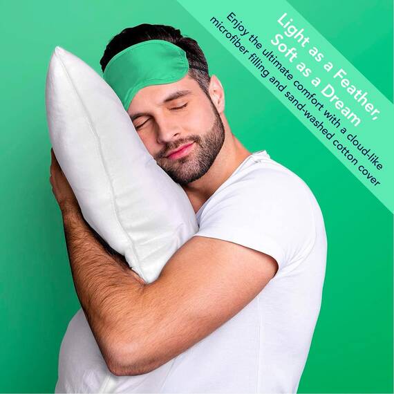 Equinox International Herren Equinox 2er Pack Bett Kissen - 50,8 x 66 cm - 900 GSM Ultra weicher Sand gewaschen Baumwolle, mikrofaser-füllung 2-Pack Kissen Soft Pillows weiß Weiß