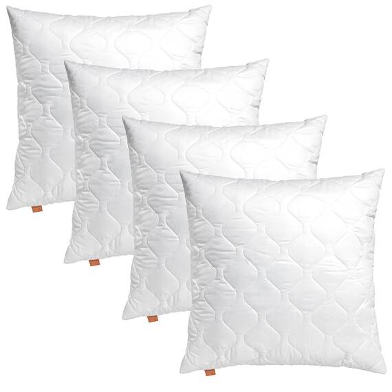 sleepling 4er Set Kopfkissen 80x80 cm, Allergiker Kissen, waschbar, Made in EU, Oeko-TEX, großes Schlafkissen 80 x 80, Bettkissen, Pillow, 4 Stück, Basic 100