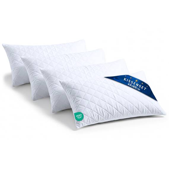 Amazinggirl Kopfkissen 40x80 cm - Kissen Allergiker Schlafkissen Polster Pillow Made in EU und Pillows for Sleeping 80 x 40 Bett Kissens für Schlafen Oeko-Tex Weiß - 4 Stück
