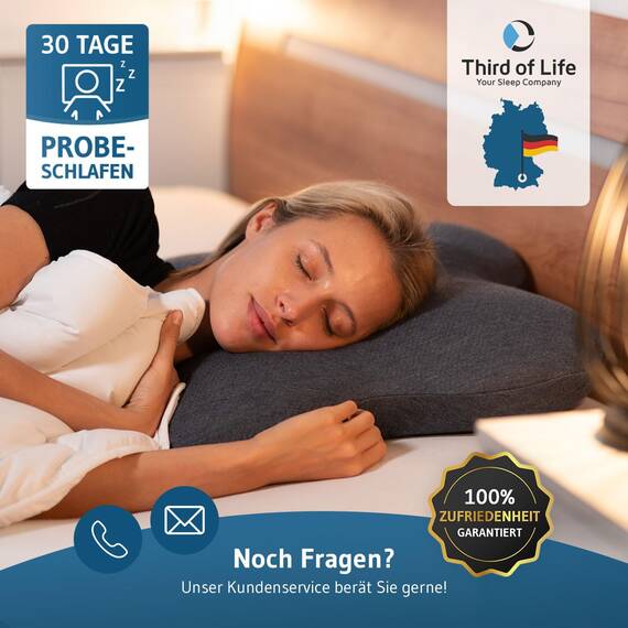 Third of Life Nackenkissen ACAMAR Quickdry, Ergonomisches Seitenschläfer-Kissen, Memory Foam Neck Pillow, Visco-Kopfkissen mit schnelltrocknendem & thermoregulierendem Bezug, HWS Nackenstützkissen