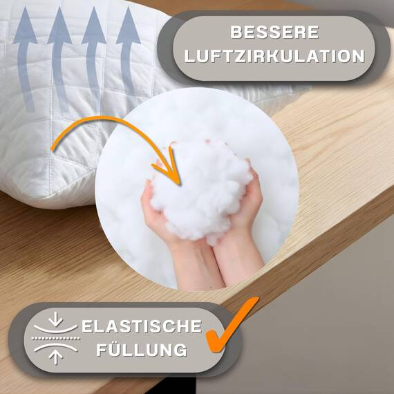 Amazinggirl Kopfkissen 30x50 cm - Kissen Allergiker Schlafkissen Polster Pillow Made in EU und Pillows for Sleeping 50 x 30 Bett Kissens für Schlafen Oeko-Tex Weiß - 2 Stück