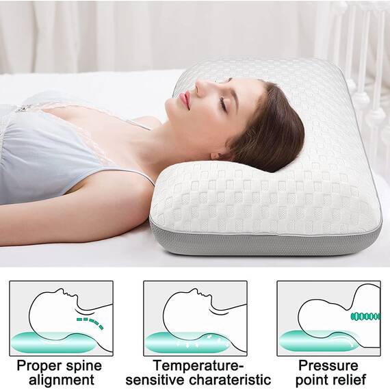 Fityou Memory Foam Kissen - Ergonomisches Nackenstützkissen für Seiten- und Rückenläufer, Kühlung + Bambusbezug, waschbar & atmungsaktiv (67,5x40x13cm)