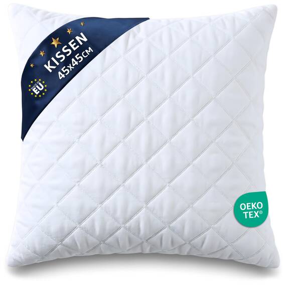 Amazinggirl Kopfkissen 45x45 cm - Kissen Allergiker Schlafkissen Polster Pillow Made in EU und Pillows for Sleeping 45 x 45 Bett Kissens für Schlafen Oeko-Tex Weiß