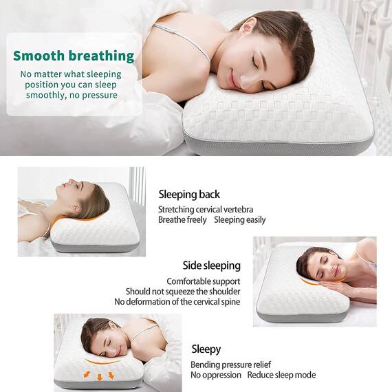 Fityou Memory Foam Kissen - Ergonomisches Nackenstützkissen für Seiten- und Rückenläufer, Kühlung + Bambusbezug, waschbar & atmungsaktiv (67,5x40x13cm)