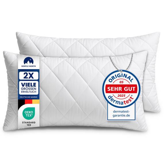 Gentle North Kopfkissen (40x70 cm groß) - 2er Set Kissen für Bett und als Dekokissen - Mit Reißverschluss für Füllung - Sofakissen - Zierkissen für Couch und Sofa - Ökotex - Waschbar bis 60° - Weiß